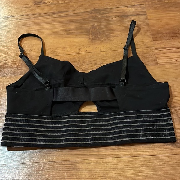 Bebe Black/Silver Striped Bra Top Small - Picture 3 of 4
